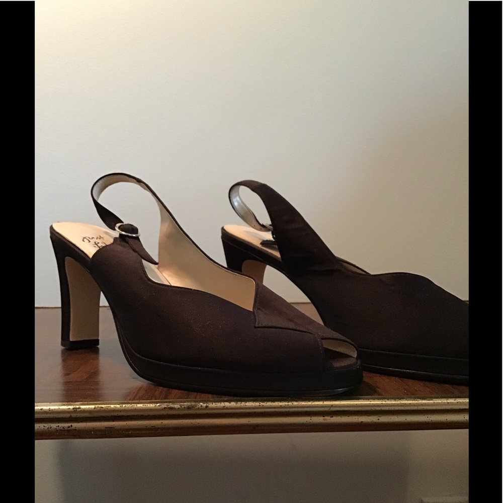 Just Libby heels, black fabric sling back